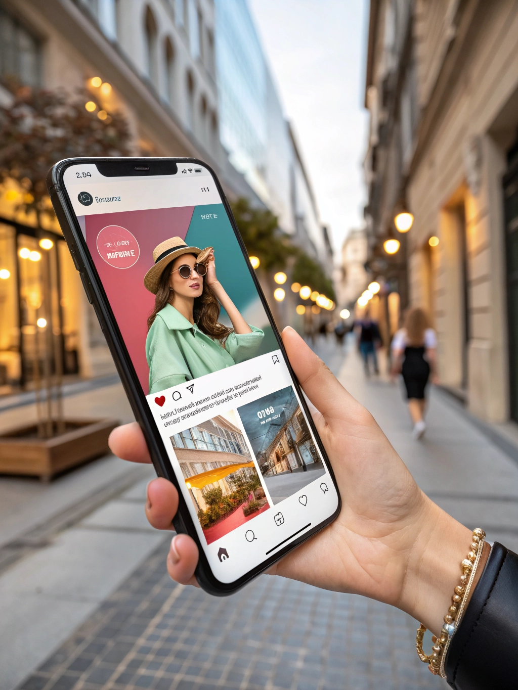 Social media marketing campaign mockup on a modern smartphone.